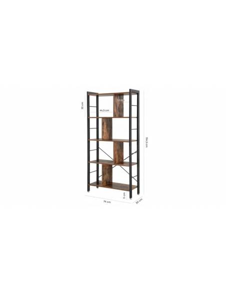 Stand metalic pentru biblioteca tip scara cu 4 rafturi din mdf marimea L