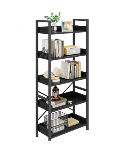 Stand metalic pentru biblioteca cu 5 rafturi negre din mdf marimea M