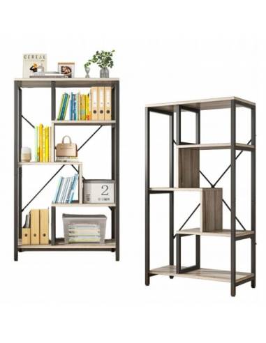 Stand metalic deschis pentru biblioteca cu 8 rafturi din mdf marimea L