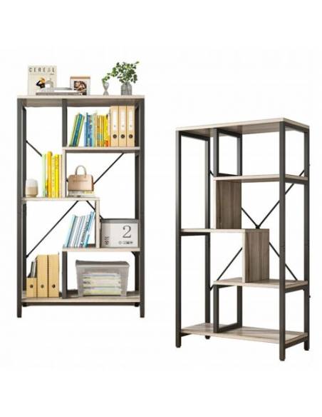 Stand metalic deschis pentru biblioteca cu 8 rafturi din mdf marimea L